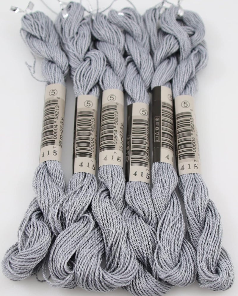 KCS 25 M/Skein Mercerized Pearl Cotton Crochet Needlepoint Thread,Size 5,6 skeins,Pearl Gray - Image 3